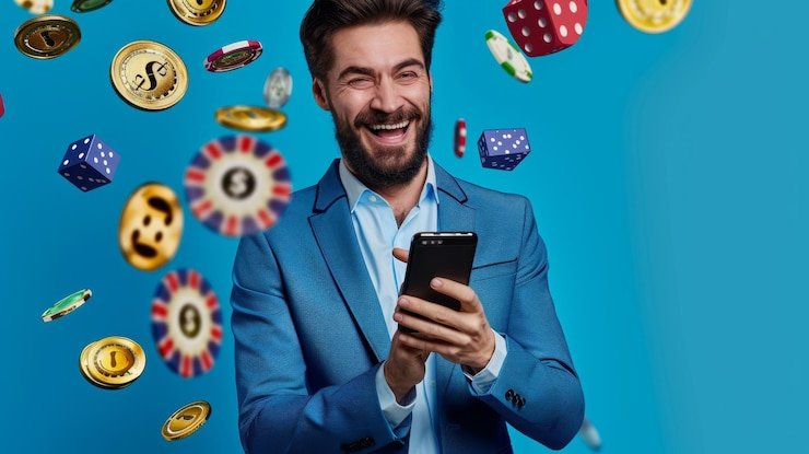 Seorang dealer live casino profesional menyapa pemain dalam sesi game online
